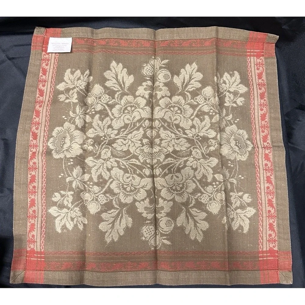 Set Of 3 Williams Sonoma Nappenons Jacquard Antique Floral Placemats & Napkin